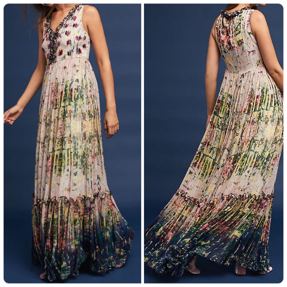 Bhanuni By Jyoti Cydney Anthropologie Tiered Maxi Dress Size 8